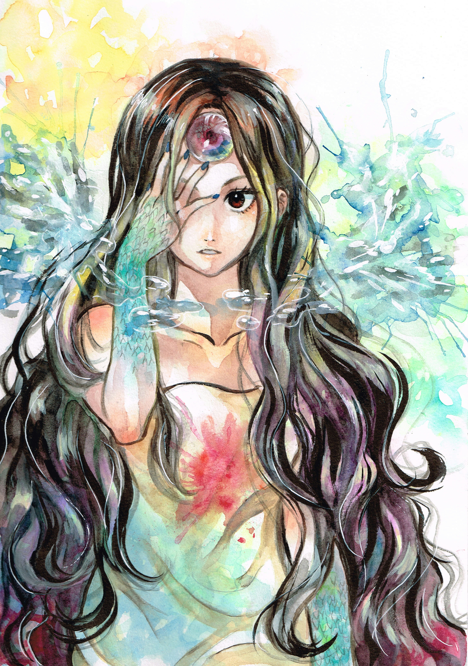 1girl, artist_request, bare_shoulders, eyelashes, highres, hunter_x_hunter, monster_girl, palm_siberia
