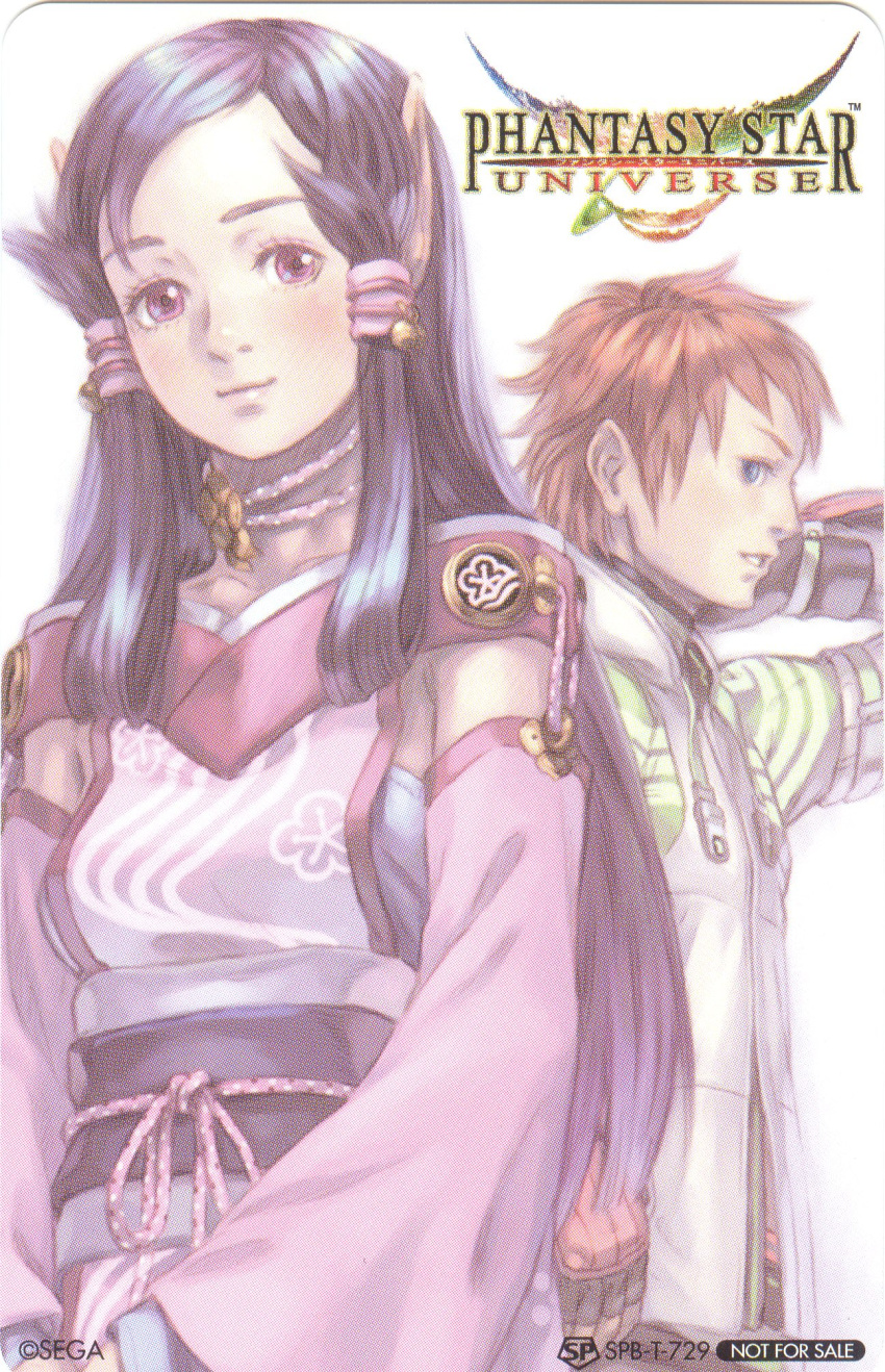 akikazu_mizuno, blue_eyes, elf, ethan_waber, highres, mirei_mikuna, orange_hair, phantasy_star