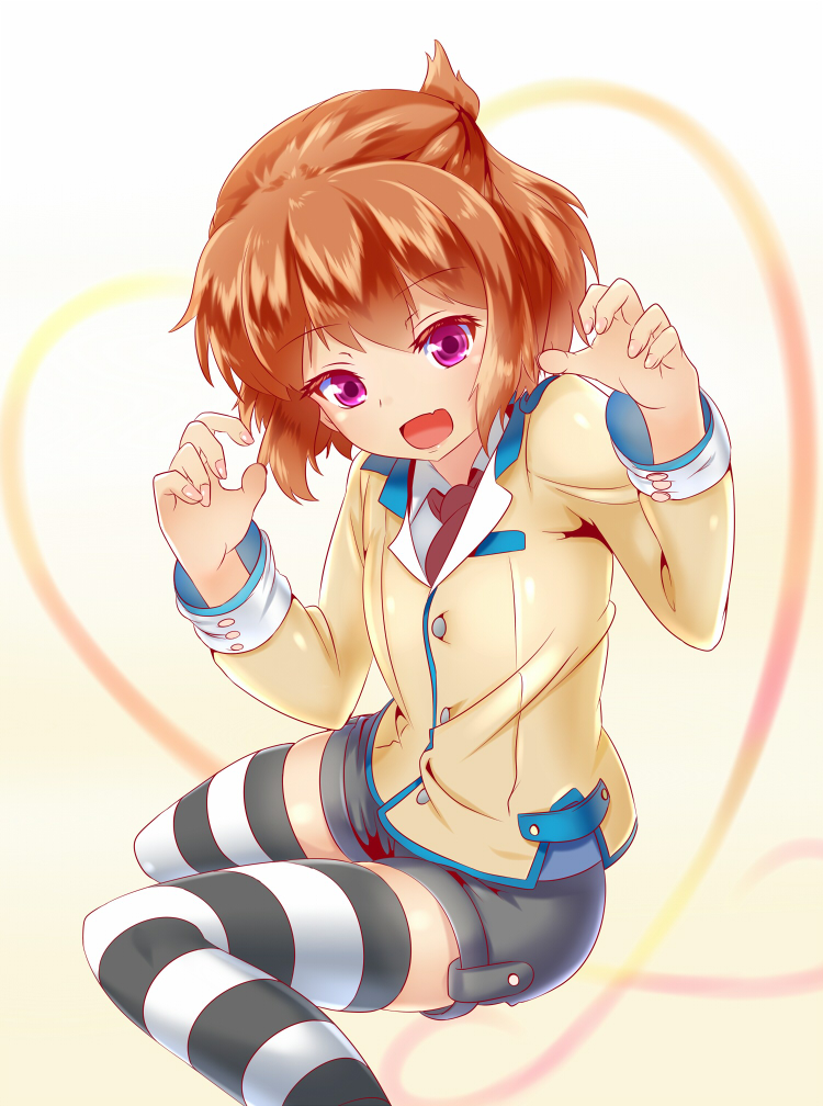 1boy, bra-cky, brown_hair, heart, kanojo_ga_flag_wo_oraretara, long_sleeves, open_mouth, school_uniform