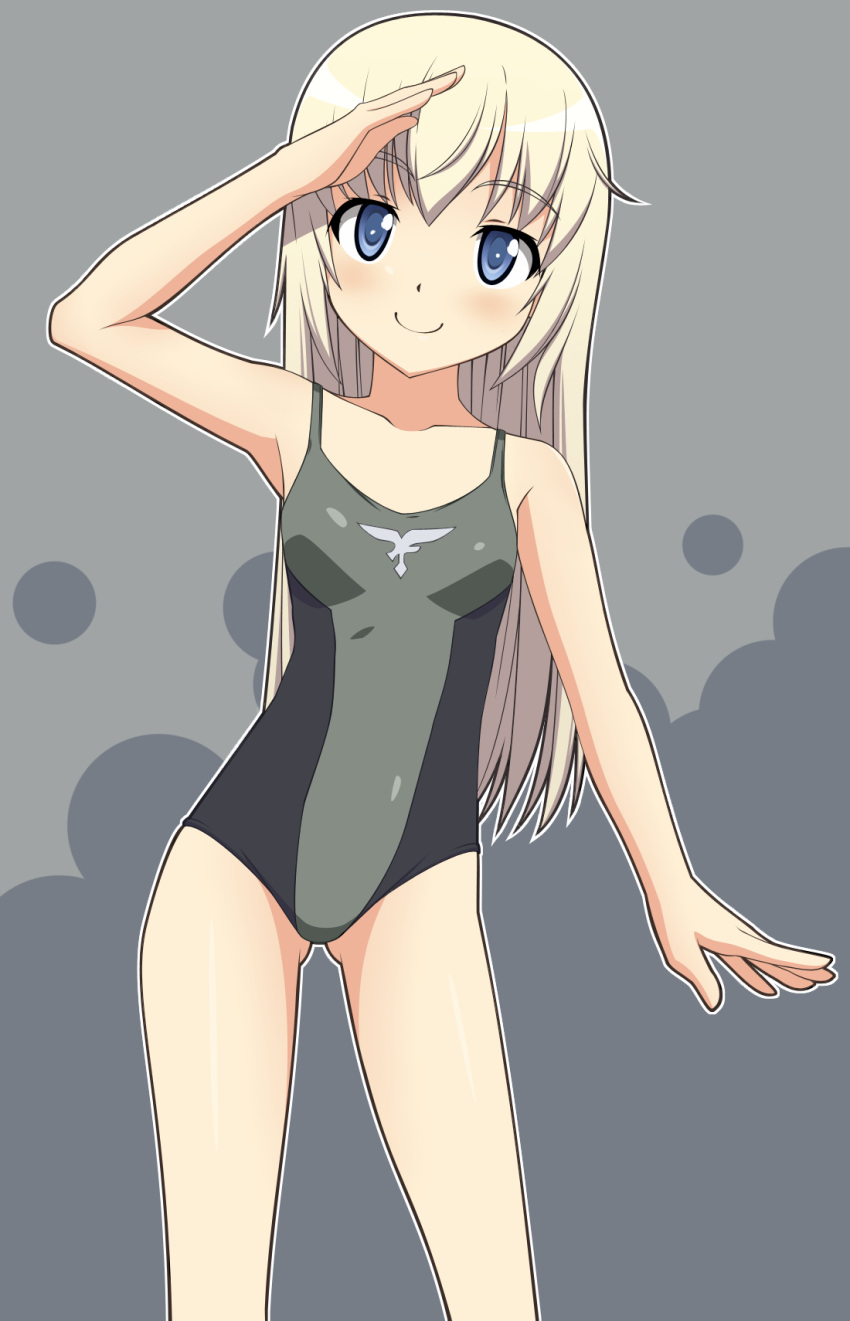 1girl, blonde_hair, blue_eyes, female, helma_lennartz, highres, long_hair, one-piece_swimsuit