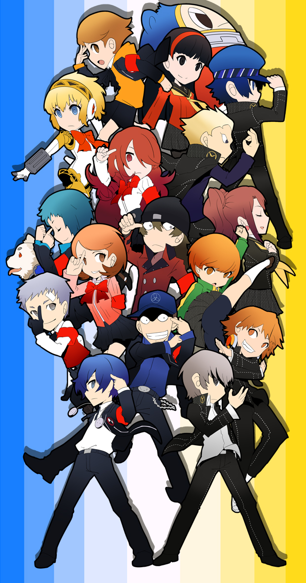 aegis, amada_ken, amagi_yukiko, android, aragaki_shinjirou, arisato_minato, baseball_cap, beanie