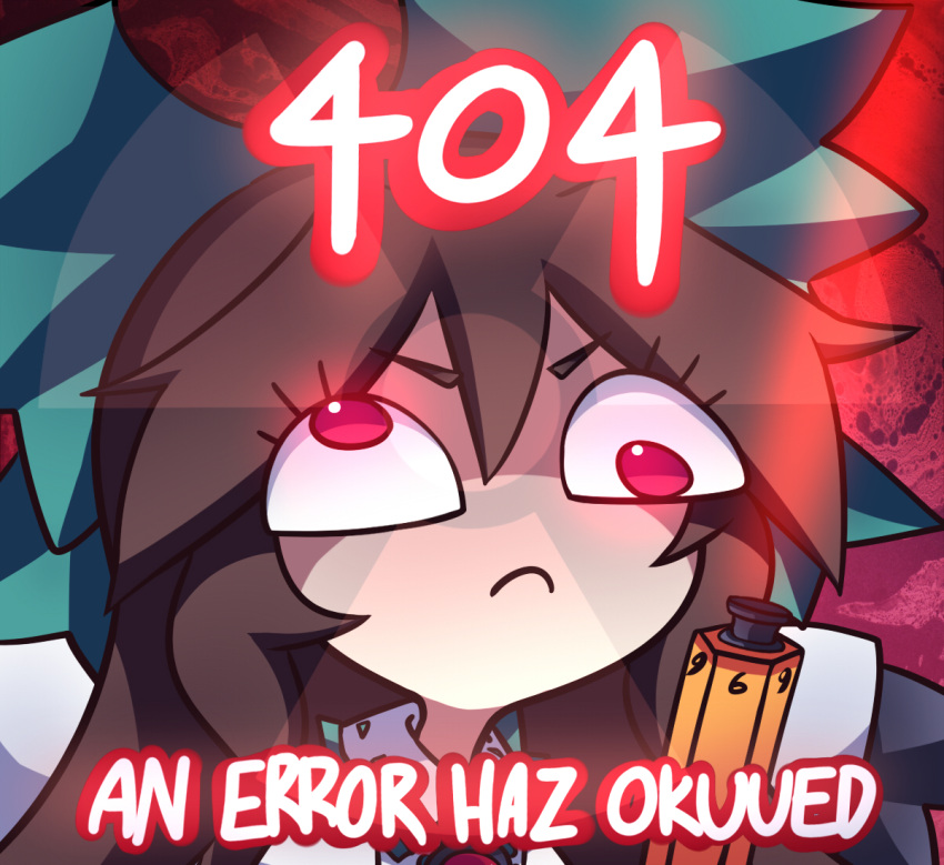 1girl, 404, 6_9, bow, brown_hair, chibi, english, error_message