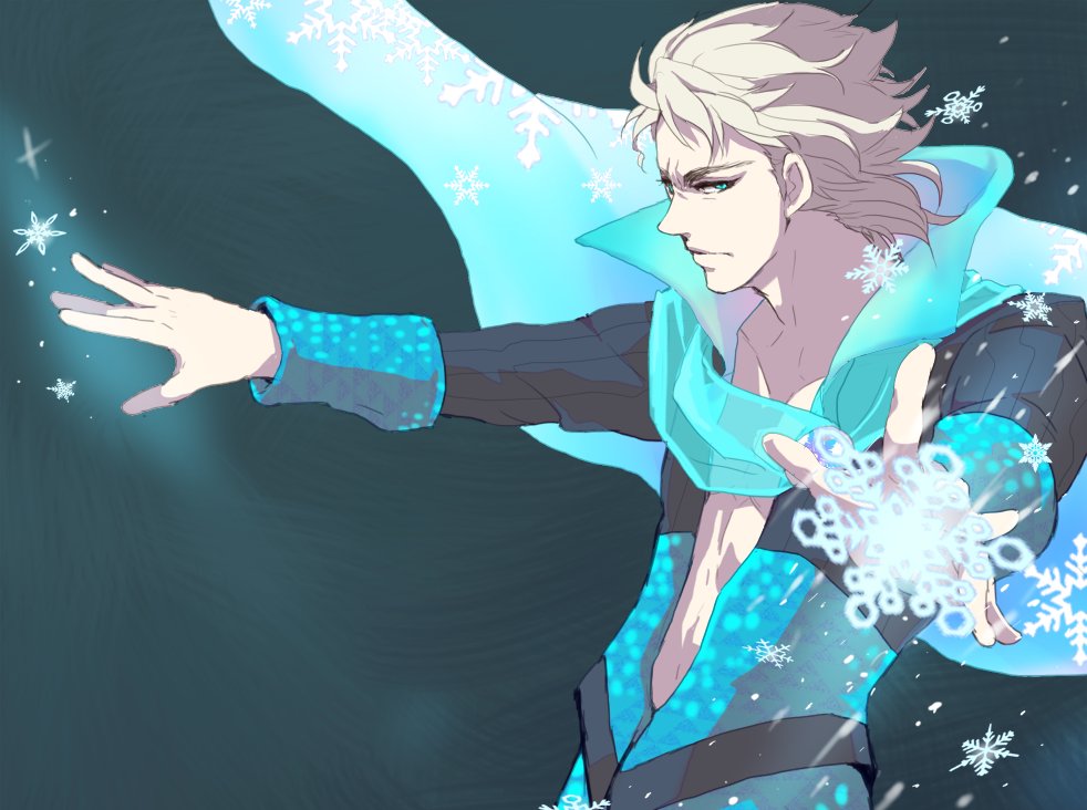 1boy, blonde_hair, blue_eyes, elsa_(frozen), frozen_(disney), genderswap, hirai_shin, male, solo