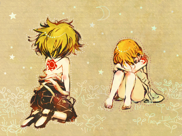 2girls, bandages, blonde_hair, child, commentary, dress, koala_(one_piece), kuruhito, multiple_girls, nami, one_piece, orange_hair, tattoo, younger