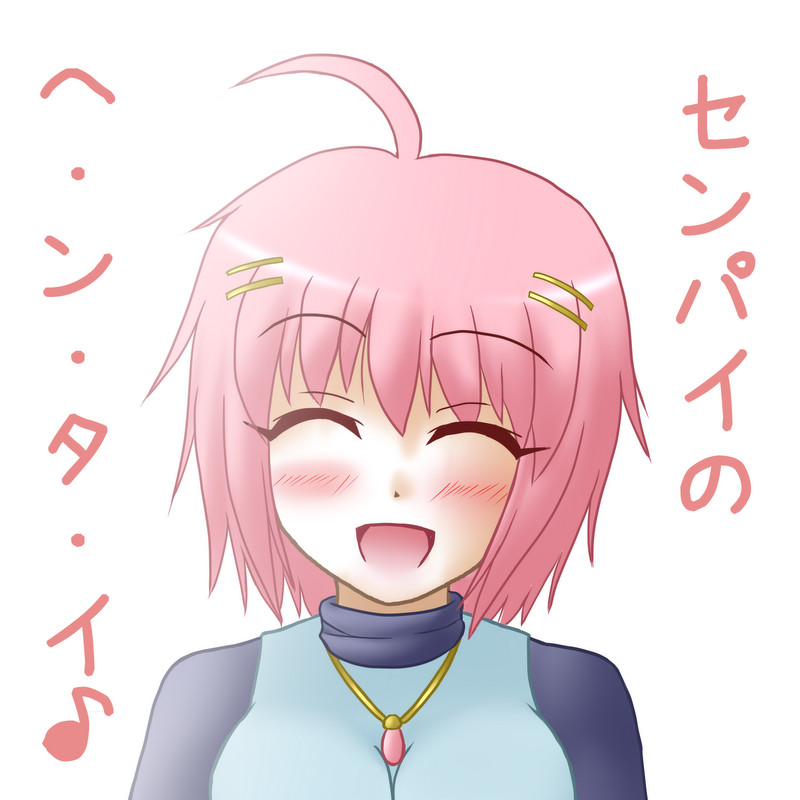 1girl, blush, breasts, closed_eyes, large_breasts, open_mouth, original, pink_hair