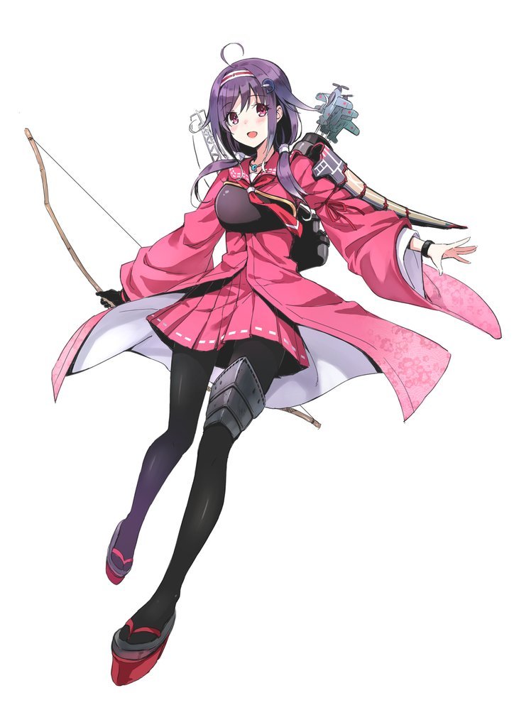 ahoge, black_legwear, bow_(weapon), character_request, hairband, hiten_goane_ryu, kantai_collection, muneate