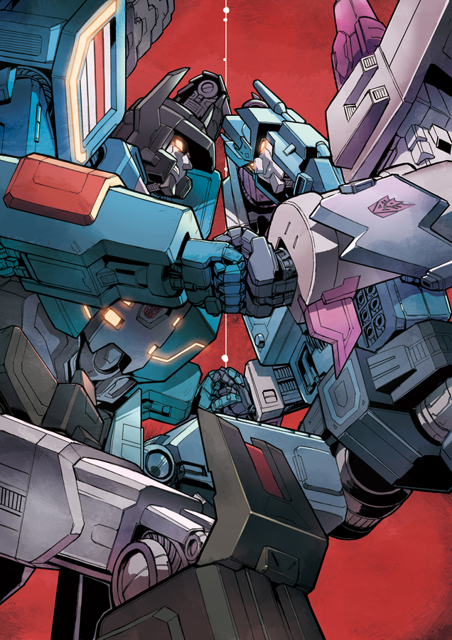 2boys, fortress_maximus, mecha, miyako_nagi, multiple_boys, no_humans, overlord_(transformers), robot