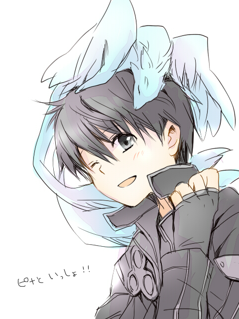 1boy, animal_on_head, black_eyes, black_hair, dragon, dragon_on_head, fingerless_gloves, gloves