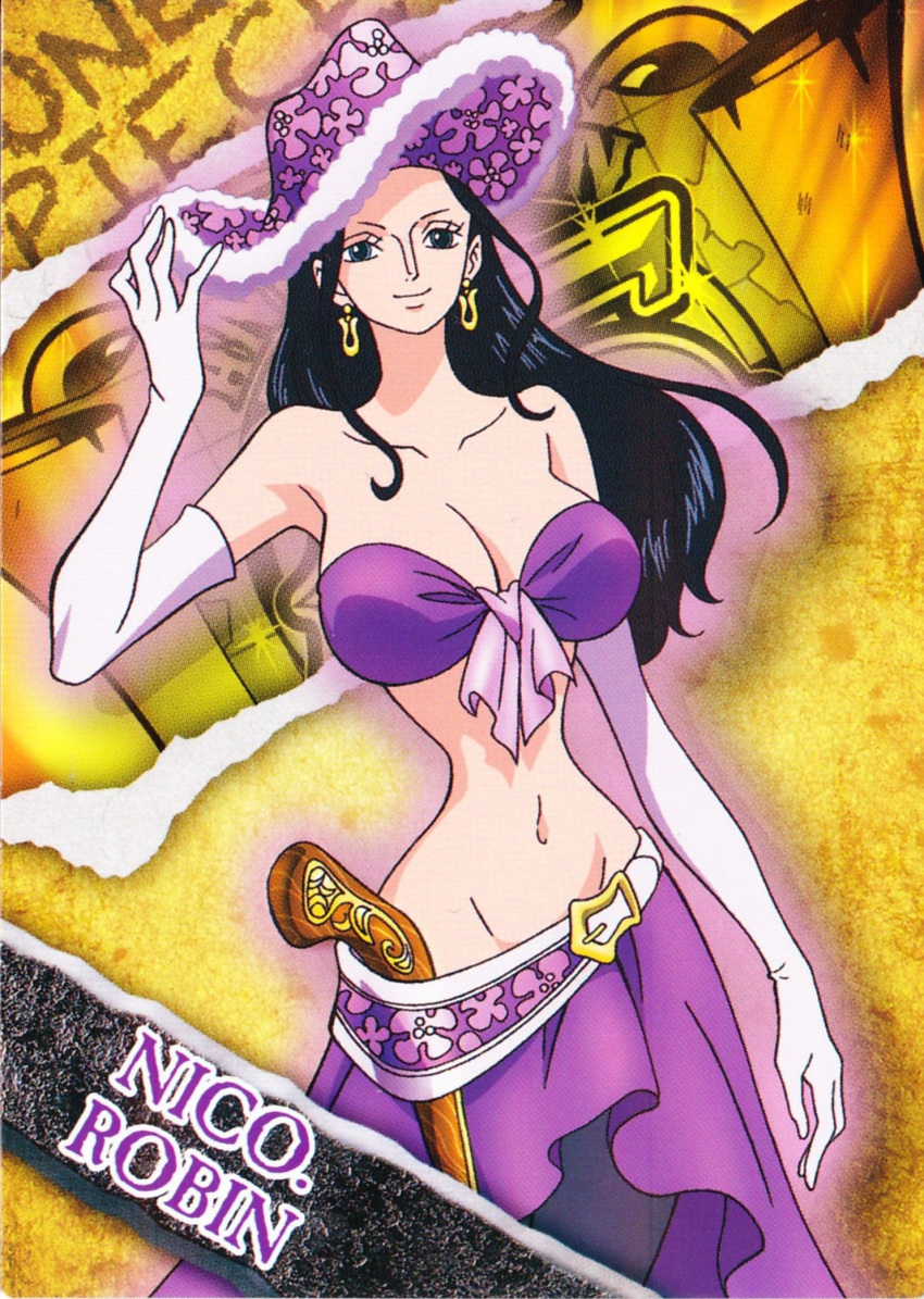 black_hair, hat, highres, long_hair, nico_robin, one_piece, smile, straw_hat_pirates