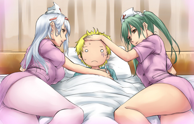 ass, blonde_hair, blush, hairband, hand_on_head, ishii_hisao, kantai_collection, long_hair