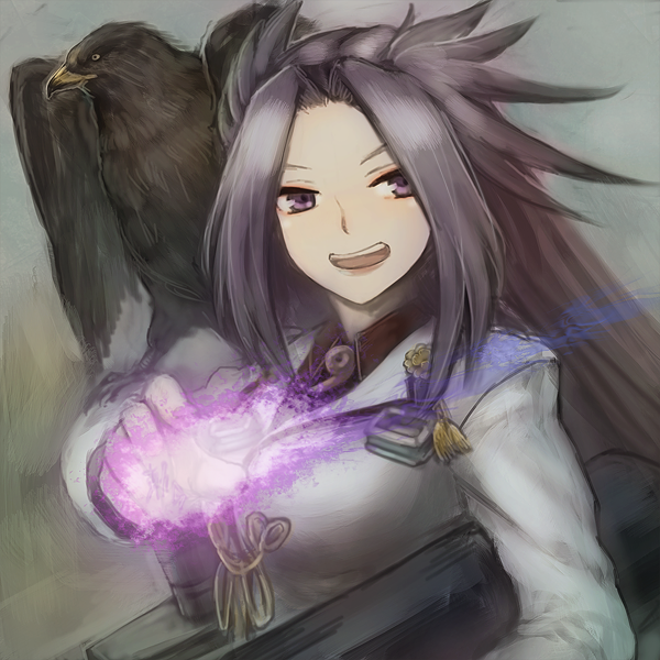 1girl, bird, blouse, hawk, japanese_clothes, jun'you_(kantai_collection), kantai_collection, long_hair