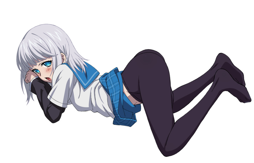 1girl, ass, blue_eyes, blush, highres, kanase_kanon, kekke, looking_at_viewer