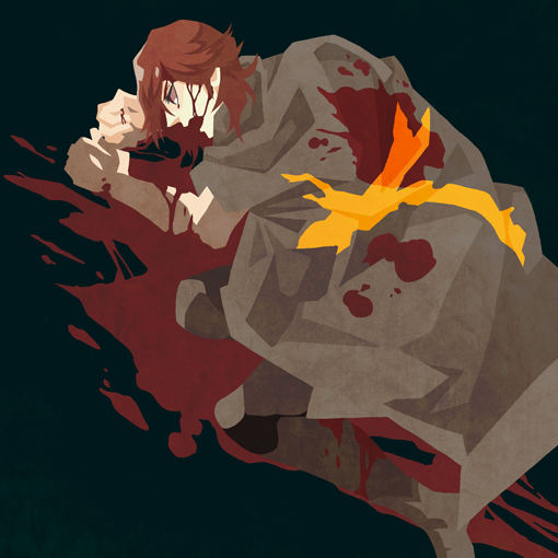 1boy, blood, cape, digital_devil_saga, heat_(dds), kuroihato, redhead, solo