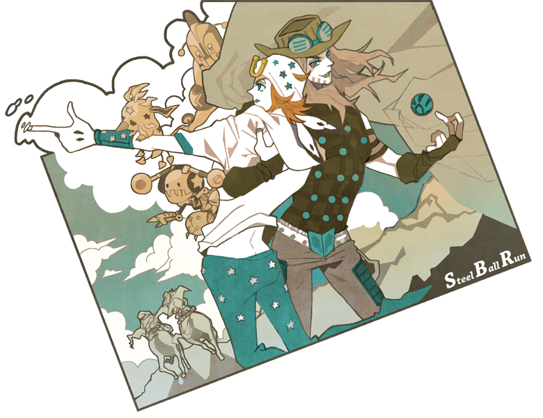 2boys, ball, ball_breaker_(stand), gyro_zeppeli, hat, johnny_joestar, jojo_no_kimyou_na_bouken, kuroihato