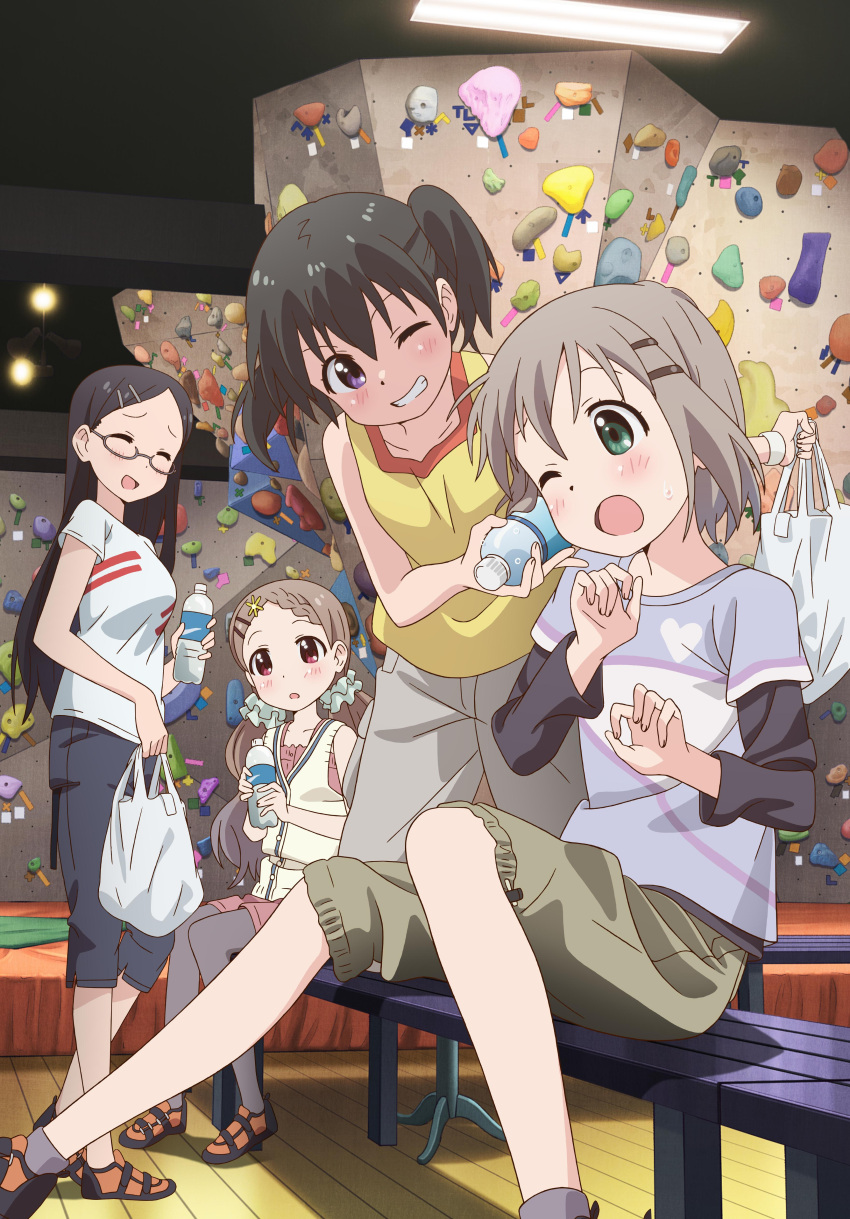 4girls, absurdres, black_hair, brown_hair, glasses, highres, hinata_(yama_no_susume), kokona_(yama_no_susume)