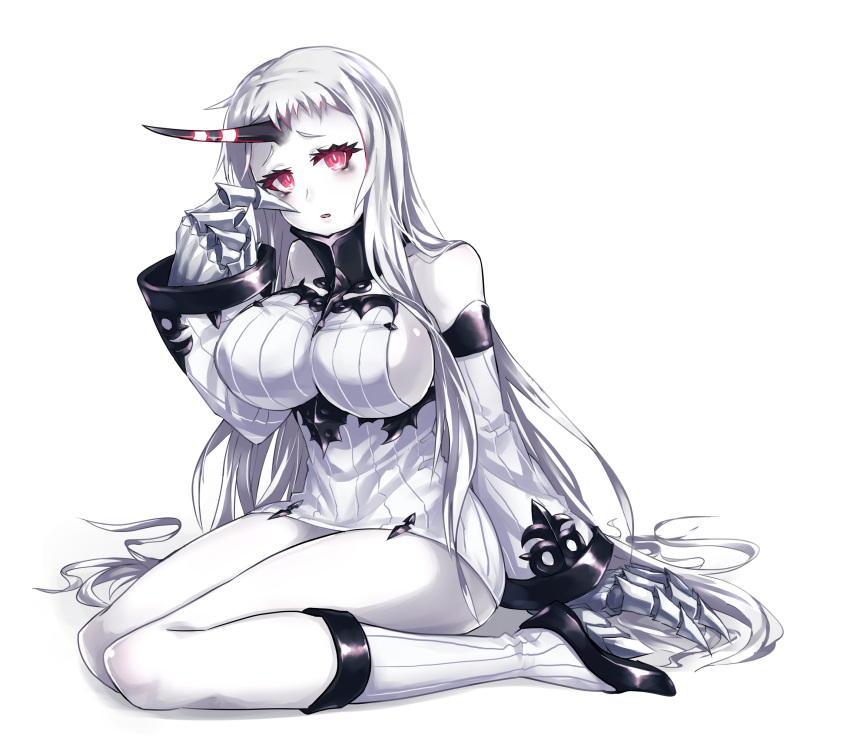 1girl, bare_shoulders, breasts, claws, detached_sleeves, highres, horn, kantai_collection