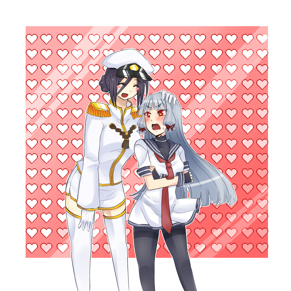 bangs, black_legwear, blunt_bangs, female_admiral_(kantai_collection), fingerless_gloves, gensei_ruri, gloves, kantai_collection