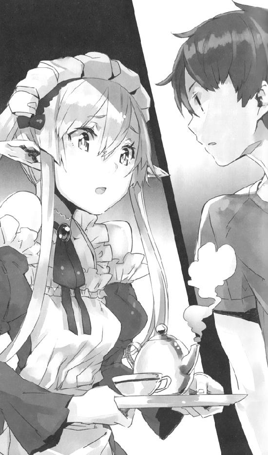 1boy, 1girl, bow, elf, hair_bow, headdress, kanou_shin'ichi, long_hair