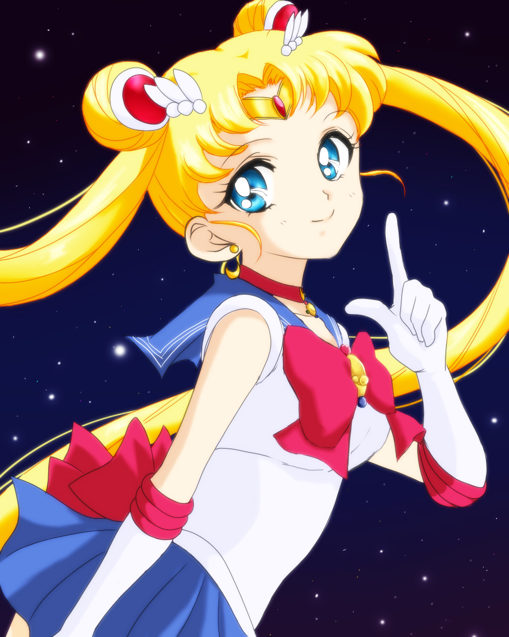 1girl, bishoujo_senshi_sailor_moon, bishoujo_senshi_sailor_moon_crystal, blue_eyes, blue_skirt, choker, circlet, double_bun