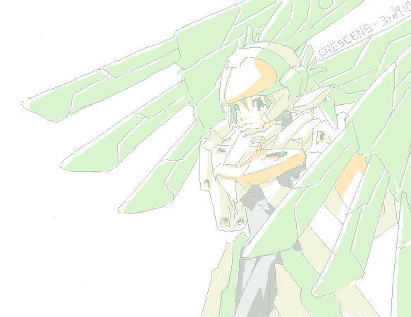armored_core, girl, green_hair, hier, mecha_musume