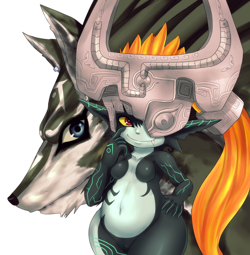 1girl, absurdres, animal, blue_eyes, ear_piercing, fang, hand_on_hip, helmet