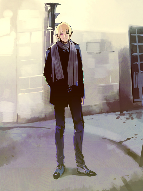 1boy, blonde_hair, casual, coat, fate/stay_night, fate_(series), gilgamesh, momoayamo