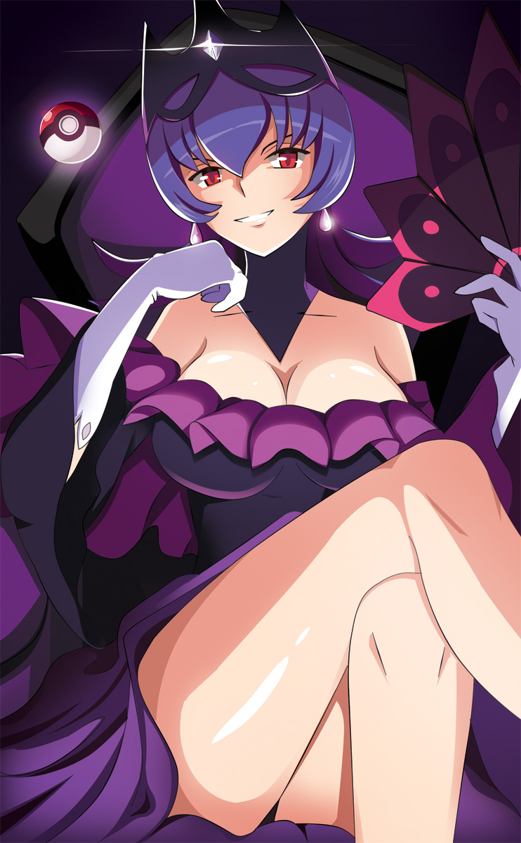 1girl, alternate_costume, bare_legs, bare_shoulders, breasts, choker, cleavage, crossed_legs