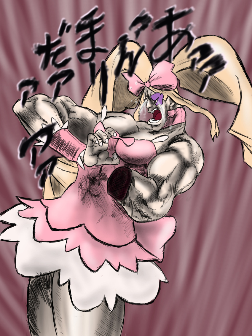 1girl, absurdres, blonde_hair, drill_hair, eyepatch, harime_nui, highres, jojo_no_kimyou_na_bouken