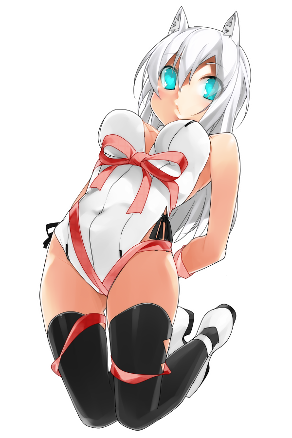 1girl, animal_ears, aqua_eyes, bdsm, bondage, bunnysuit, cat_ears, kochiya_(gothope)