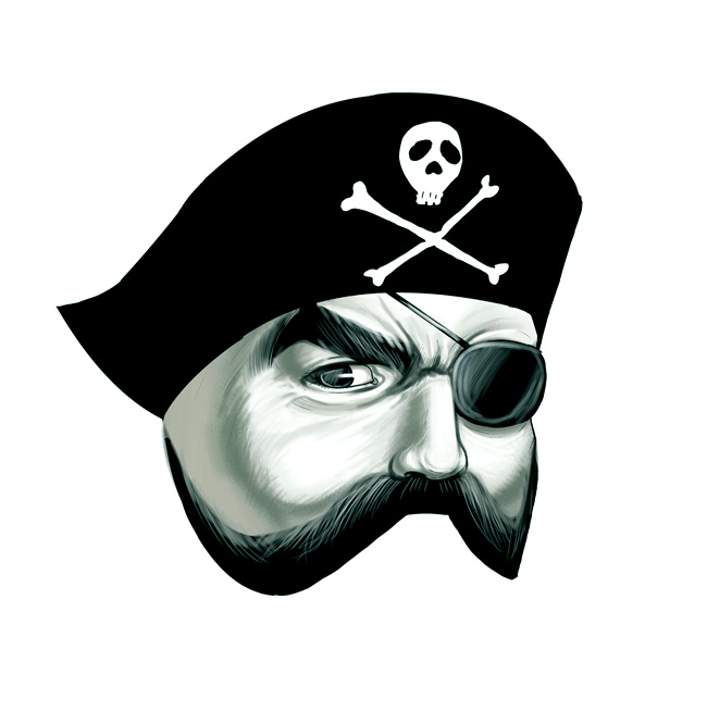 facial_hair, green, jump_logo, masao, mascot, monochrome, mustache, pirate