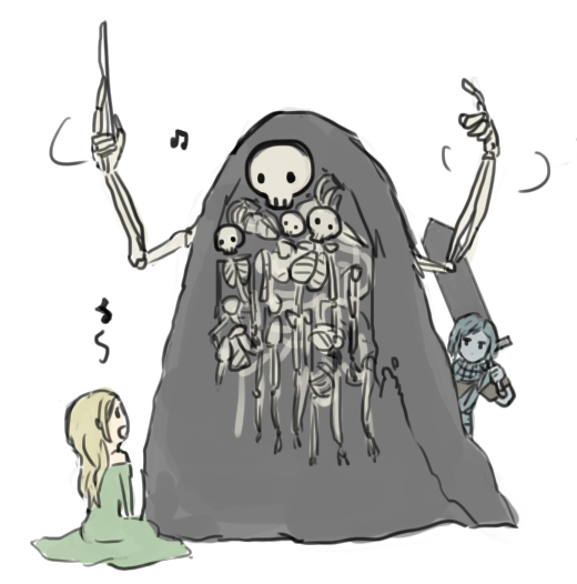 dark_souls, dark_souls_2, gravelord_nito, milfanito, pinkukirin, skull, souls_(from_software), sword