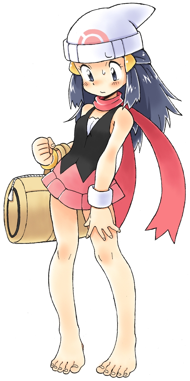 1girl, barefoot, colored, feet, highres, hikari_(pokemon), oyatsu_(mk2), pokemon