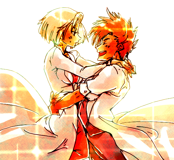 dreamearth, husband_and_wife, kill_la_kill, kiryuuin_ragyou, kiryuuin_souichirou, labcoat, short_hair, smile