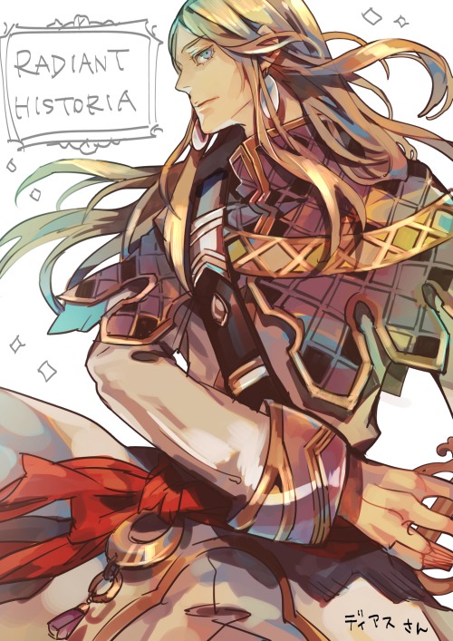 1boy, ayajik, blonde_hair, blue_eyes, capelet, dias_(radiant_historia), long_hair, radiant_historia, solo