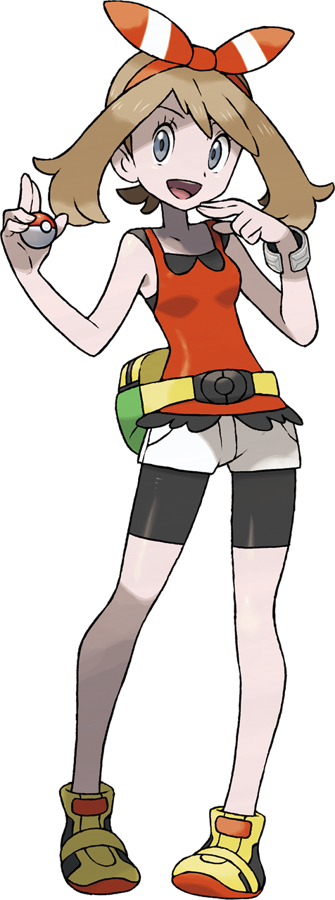 1girl, bike_shorts, brown_hair, fanny_pack, full_body, haruka_(pokemon), highres, official_art