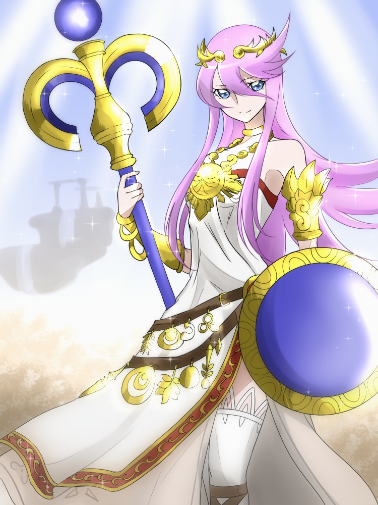 1girl, bare_shoulders, blue_eyes, cosplay, crossover, cure_moonlight, dress, eyelashes