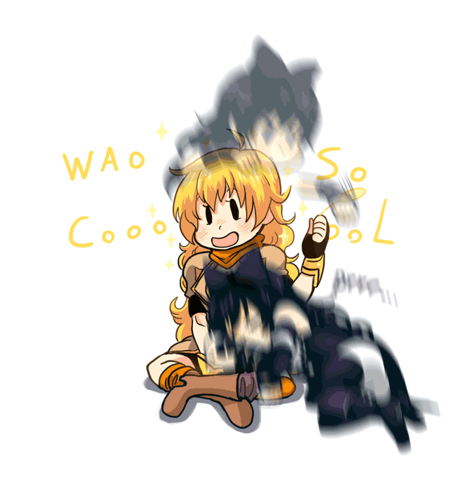 afterimage, ahoge, animated, animated_gif, artist_request, black_hair, blake_belladonna, blonde_hair