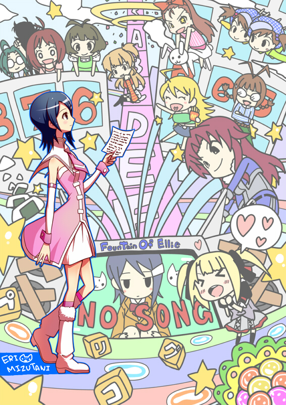 6+girls, akizuki_ritsuko, akizuki_ryou, amami_haruka, boots, chibi, crossdressinging, cute_&amp;_girly_(idolmaster)