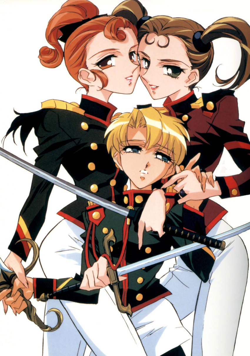 highres, official_art, pantyhose, ponytail, scan, shinohara_wakaba, shoujo_kakumei_utena, sonoda_keiko