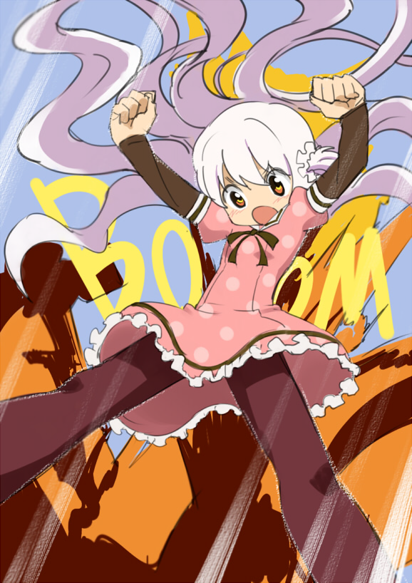 1girl, :o, dress, long_hair, mahou_shoujo_madoka_magica, mahou_shoujo_madoka_magica_movie, momoe_nagisa, multicolored_eyes