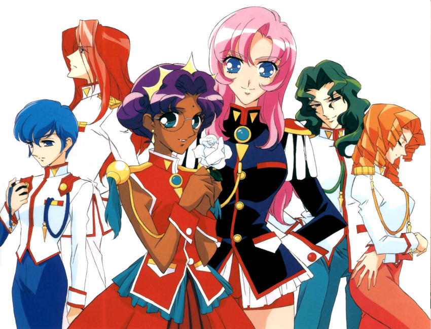 arisugawa_juri, highres, himemiya_anthy, kaoru_miki, kiryuu_touga, official_art, saionji_kyouichi, scan