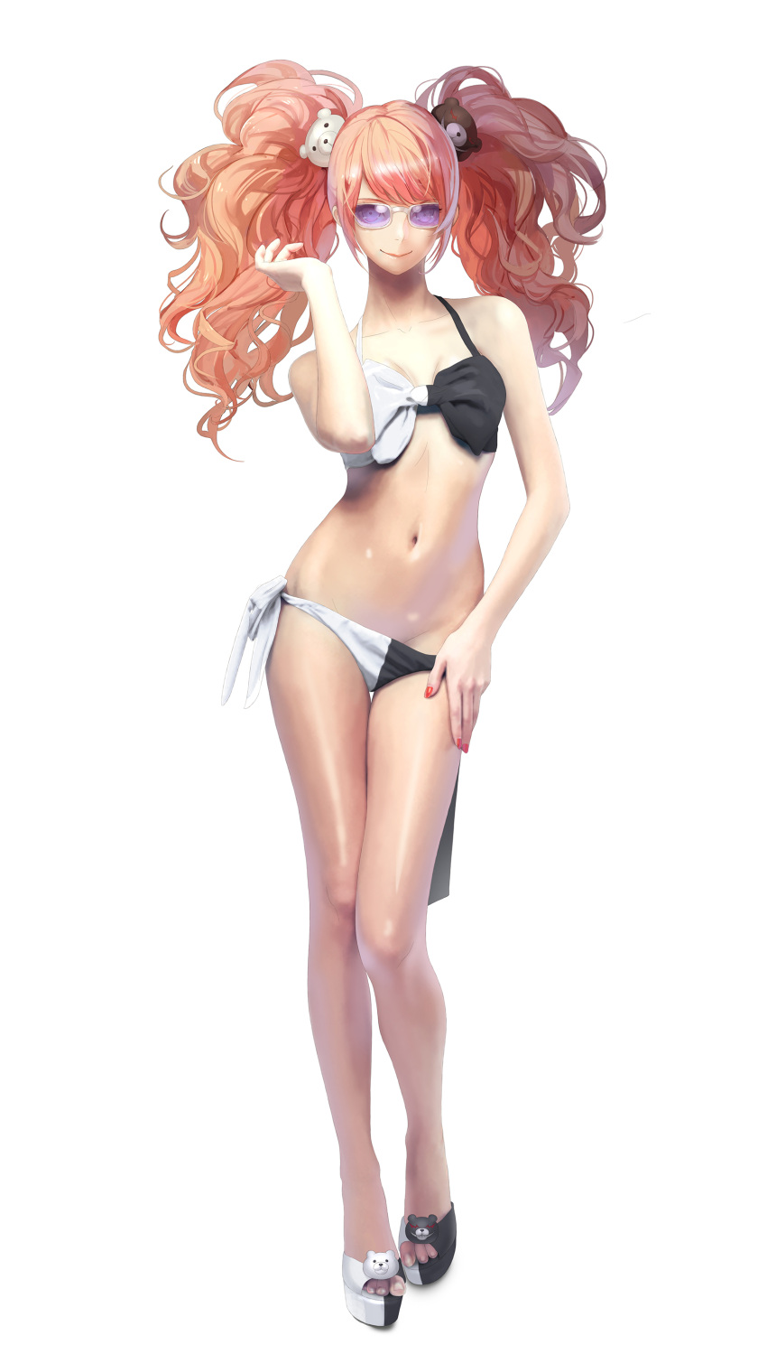 1girl, absurdres, bikini, dangan_ronpa, enoshima_junko, hair_ornament, highres, long_hair