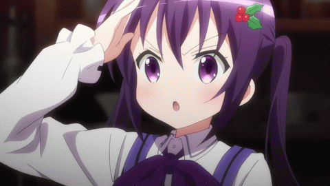 animated, animated_gif, gochuumon_wa_usagi_desuka?, lowres, purple_hair, salute, screencap, sparkle_eyes, tedeza_rize, twintails, violet_eyes