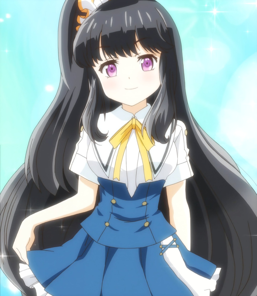 black_hair, ginyuuin_serika, highres, kanojo_ga_flag_wo_oraretara, long_hair, pleated_skirt, ponytail, school_uniform