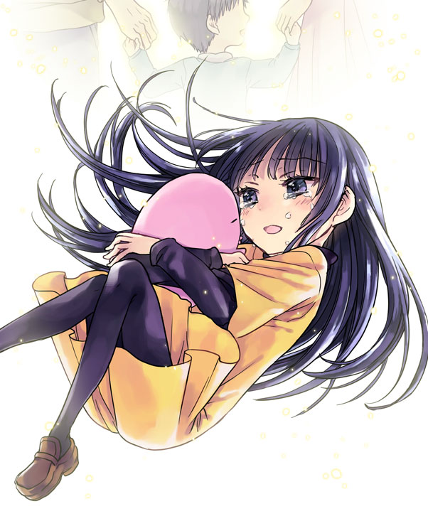 2boys, 2girls, blush, crying, dress, eyelashes, gradient, gradient_background