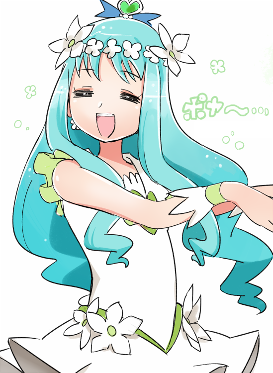 1girl, blue_hair, closed_eyes, cosplay, crossover, cure_marine, cure_princess, cure_princess_(cosplay)