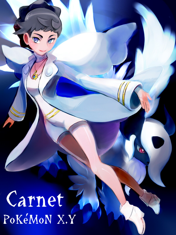 1girl, absol, carnet_(pokemon), mega_absol, mega_pokemon, pokemon, pokemon_(creature), short_hair