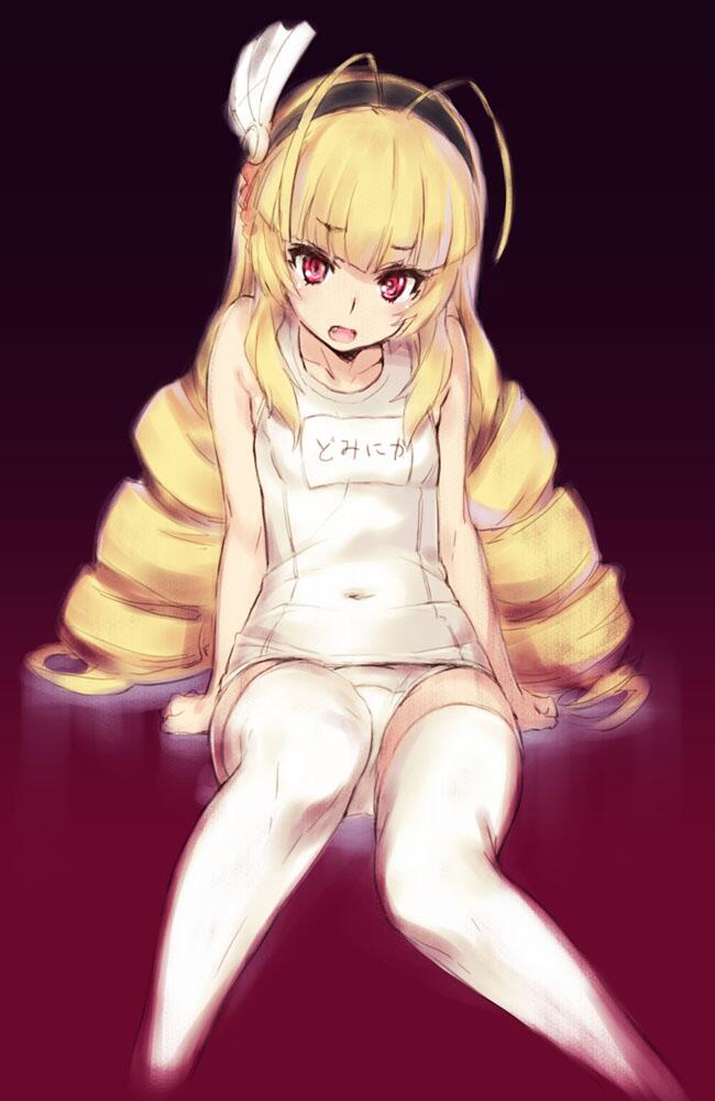 1girl, antenna_hair, blonde_hair, blush, drill_hair, frederika_(hitsugi_no_chaika), hairband, hitsugi_no_chaika