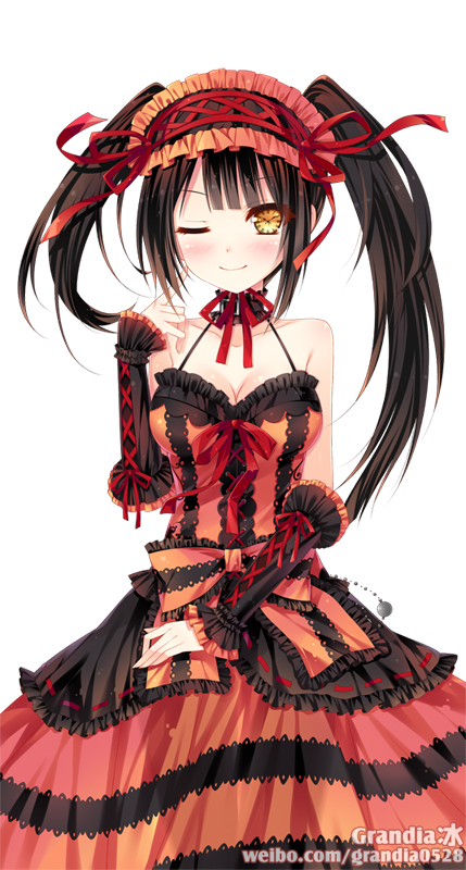 1girl, artist_name, choker, date_a_live, gothic_lolita, grandia_(artist), hair_ornament, hairband