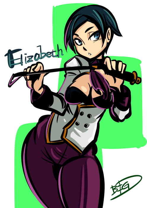 1girl, big-d, blue_eyes, blue_hair, breasts, character_name, cleavage, cleavage_cutout